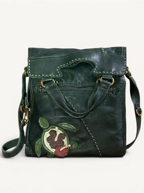 Lucky Brand Abbey Road “Hibiscus Honu” Green Leather Shoulder Bag